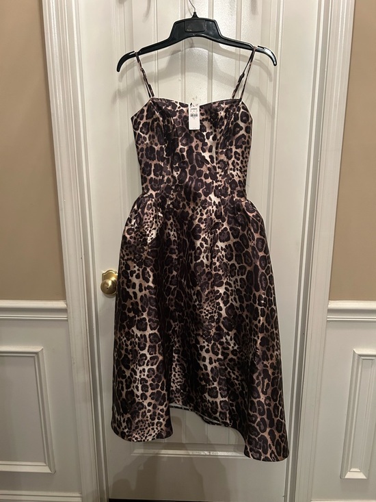 Express Dresses & Skirts - Express Leopard Print Satin Midi Dress in Brown and Black